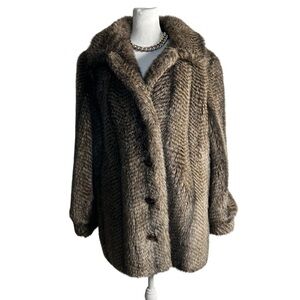 Vintage Faux Fur Coat Jacket Women's Size Large